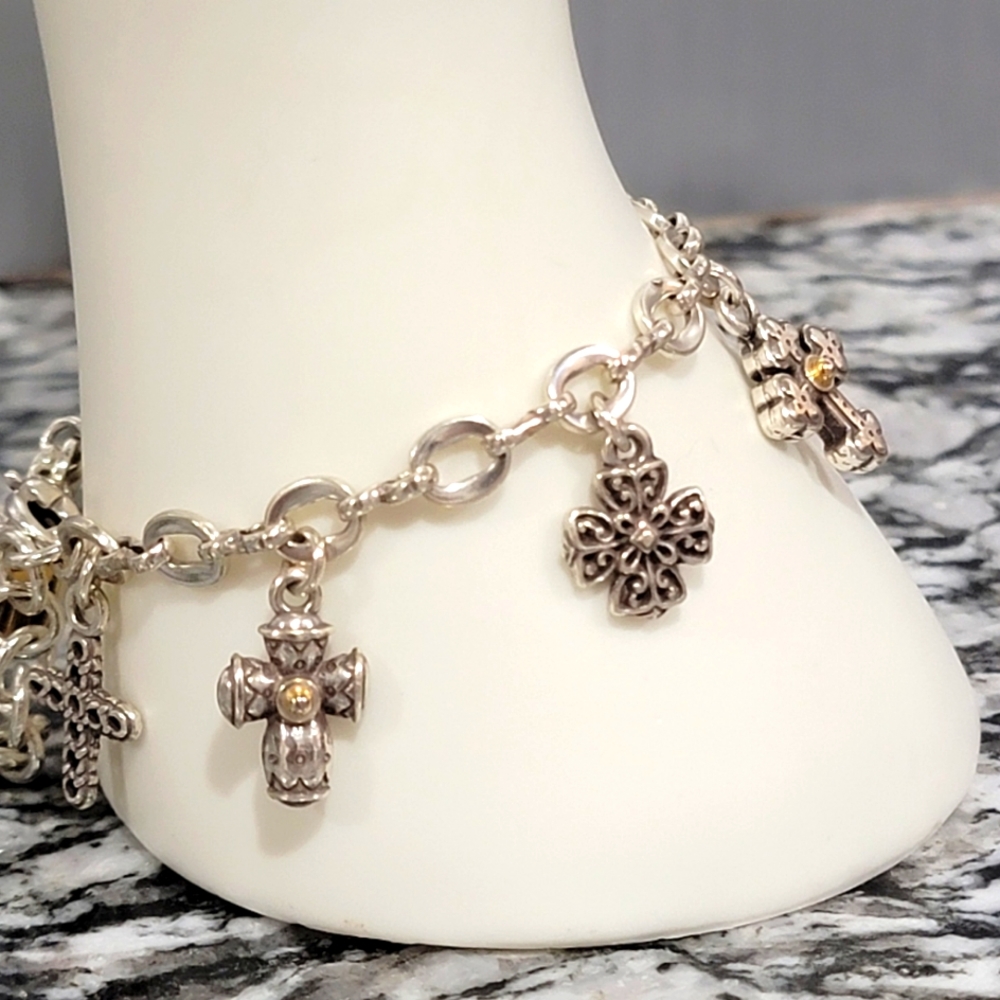 BRIGHTON RETIRED ETERNITY CROSS CHARM BRACELET NWOT - Picture 3 of 6